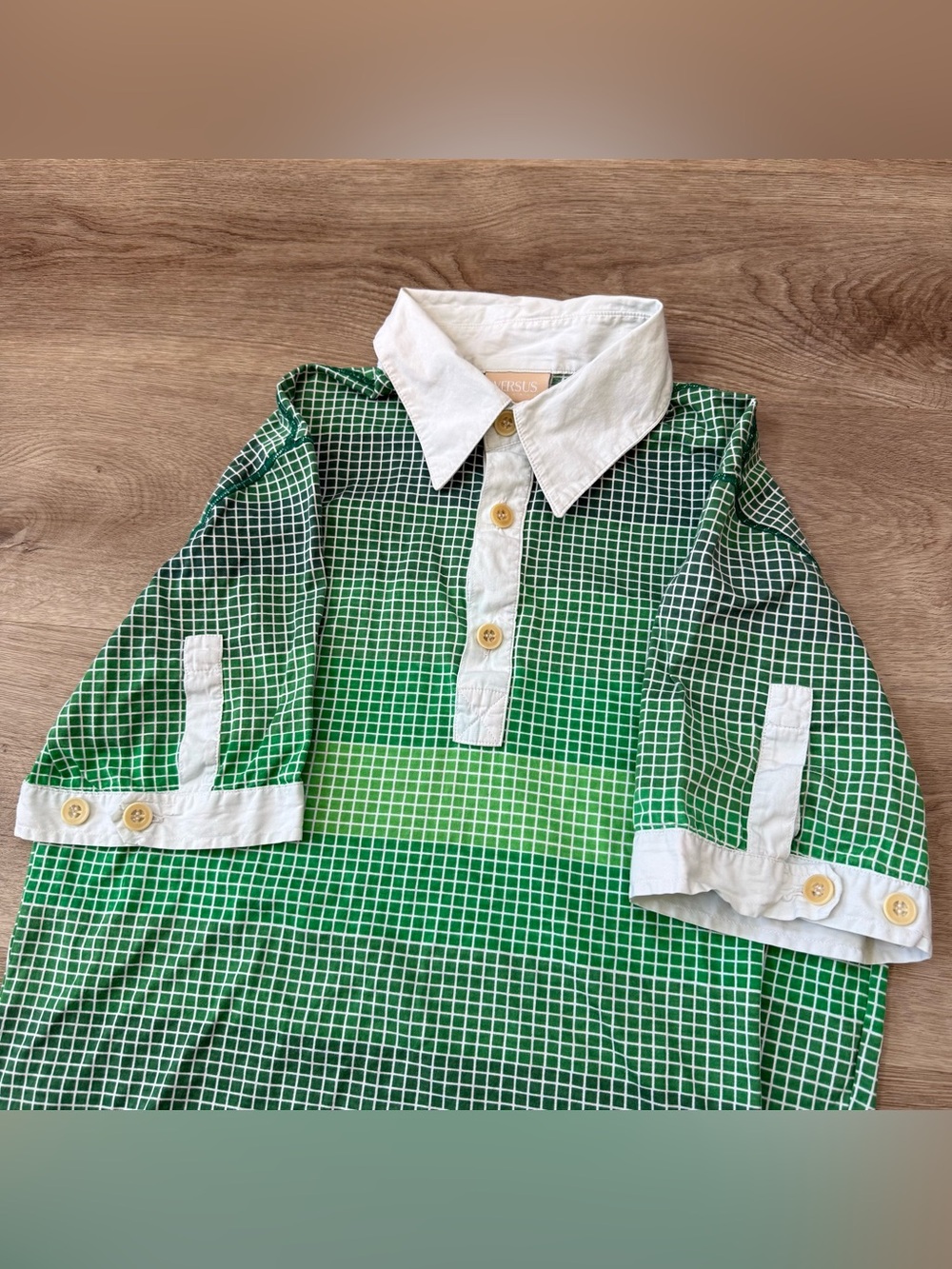 Vintage 80s 90s Gianni Versace VERSUS Mens Polo Shirt Checkered 34 48 Size Small